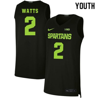 Youth Rocket Watts Michigan State Spartans #2 Nike NCAA 2020 Black Authentic College Stitched Basketball Jersey YH50T55BE
